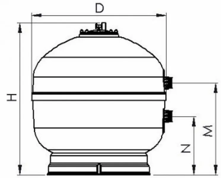 AQUASPHERE Aquaspehere Polyester Side Mount Zandfilter 21m³ - Afbeelding 4