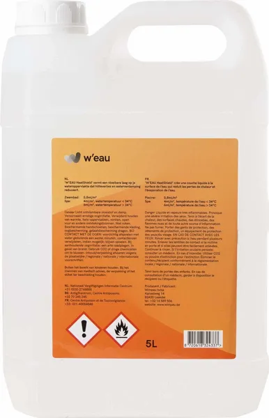 W'eau Heat Shield Vloeibare Zwembadafdekking - 5 Liter 2 W'eau Heat Shield Vloeibare Zwembadafdekking - 5 Liter - Afbeelding 2