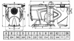 DAB E-Swim 300 M Variabele Zwembadpomp -Intex || KOKIDO || Bestway Verkoop technische gegevens 2